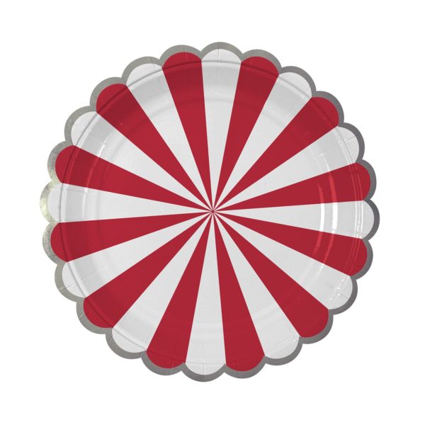 Red Fan Stripe  Plates