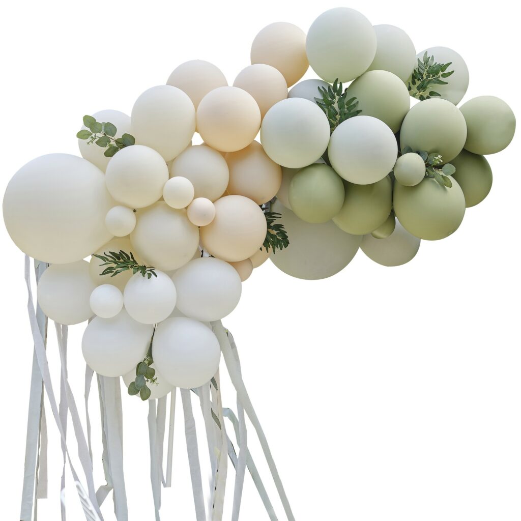 Arche De Ballons Taupe P che Sauge Avec Eucalyptus