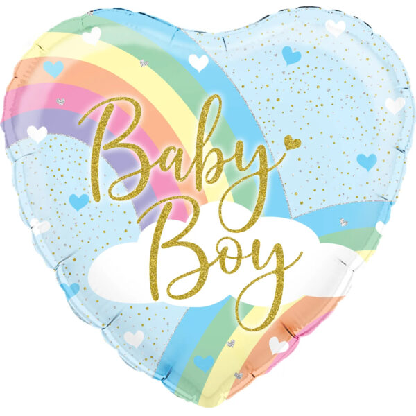 Ballon aluminium Baby Boy en forme de coeur 45cm