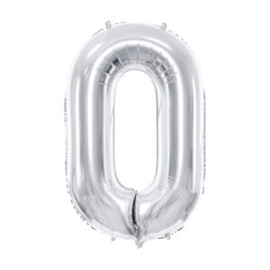 Ballon en aluminium chiffre 0, argenté, 86cm