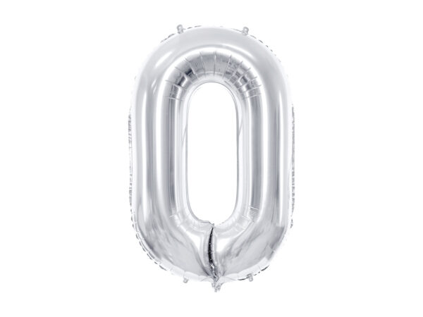 Ballon en aluminium chiffre 0, argenté, 86cm