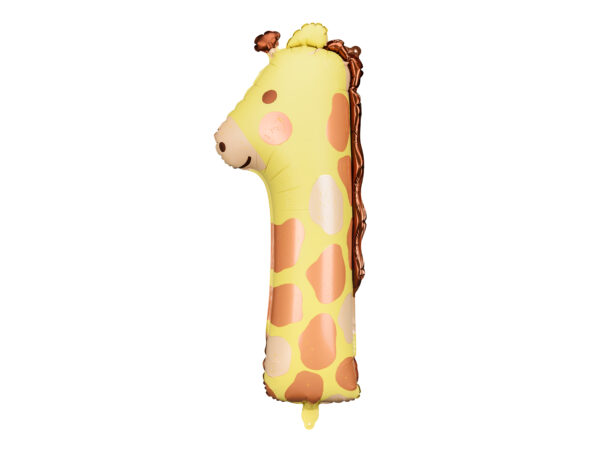 Ballon aluminium chiffre 1, girafe, 86cm