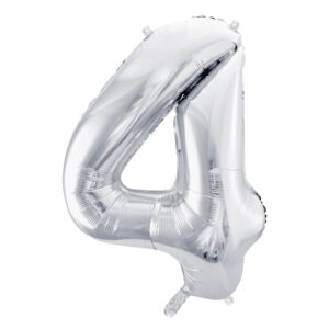 Ballon aluminium chiffre 4, argenté, 86cm