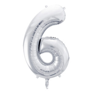 Ballon aluminium chiffre 6, argenté, 86cm