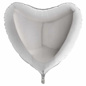 Ballon aluminium en forme de coeur gris 91cm