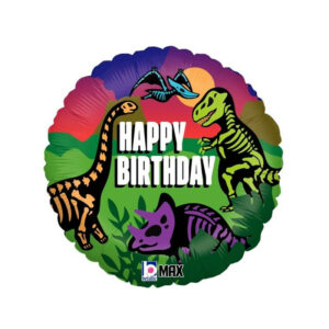 Ballon aluminium Happy Birthday Dinosaures 46cm