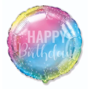 Ballon aluminium Happy Birthday dégradé rose et bleu