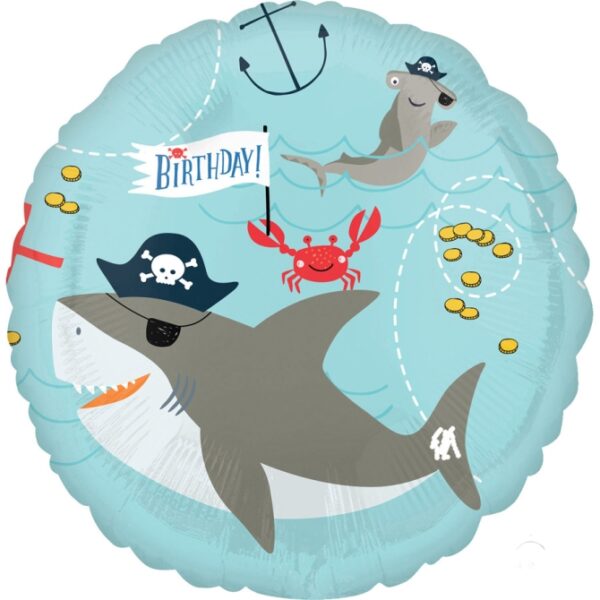 Ballon Birthday sous la mer et pirate 43cm